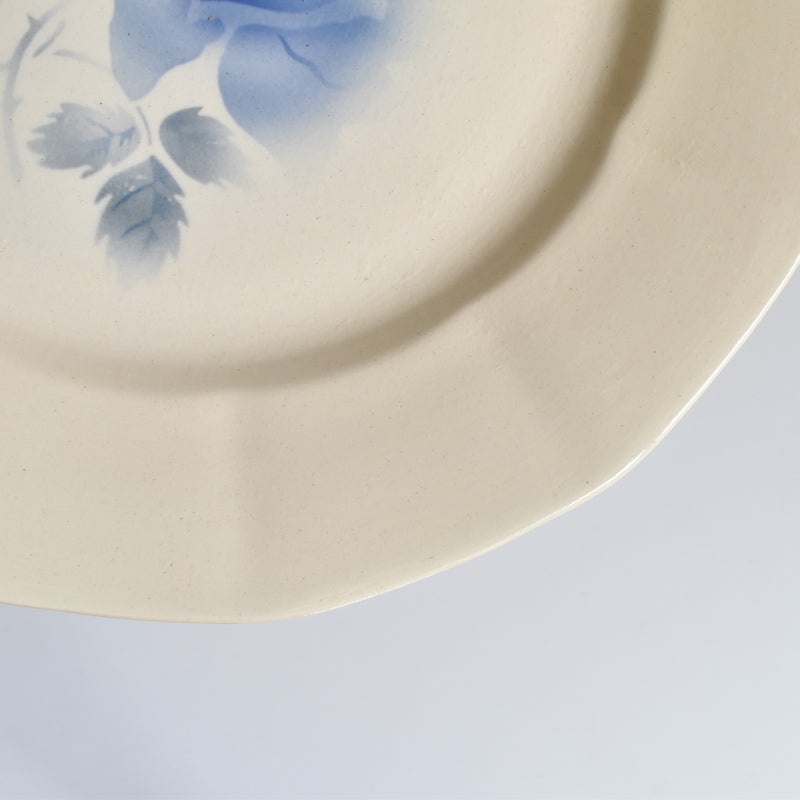 Vintage Plate, Digoin & Sarreguemines, "Roses Bleues" (Blue Roses) B