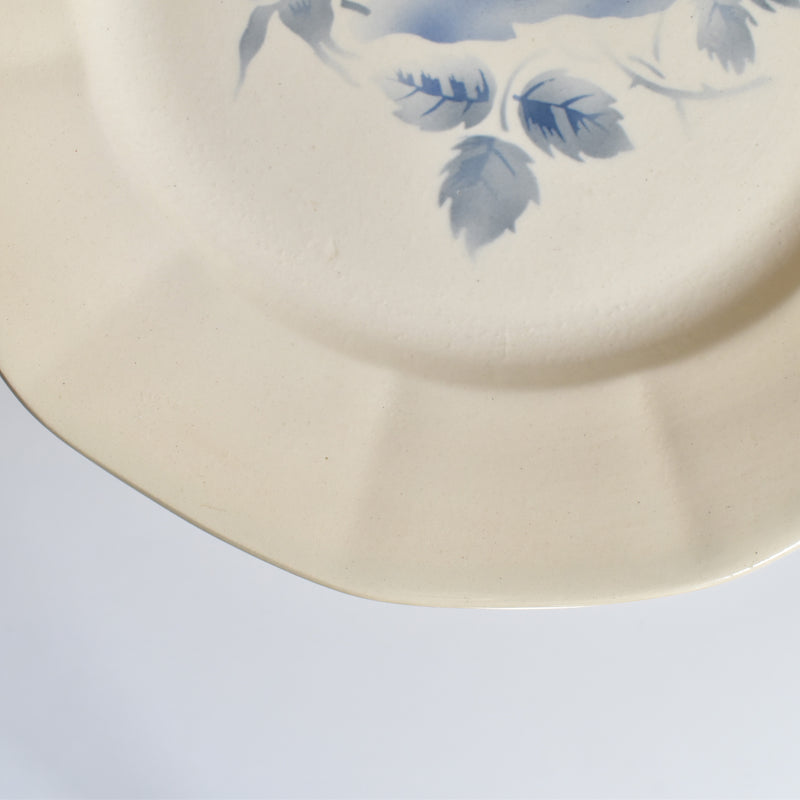 Vintage Plate, Digoin & Sarreguemines, "Roses Bleues" (Blue Roses) B