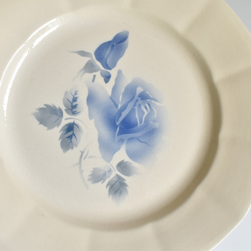 Vintage Plate, Digoin & Sarreguemines, "Roses Bleues" (Blue Roses) B
