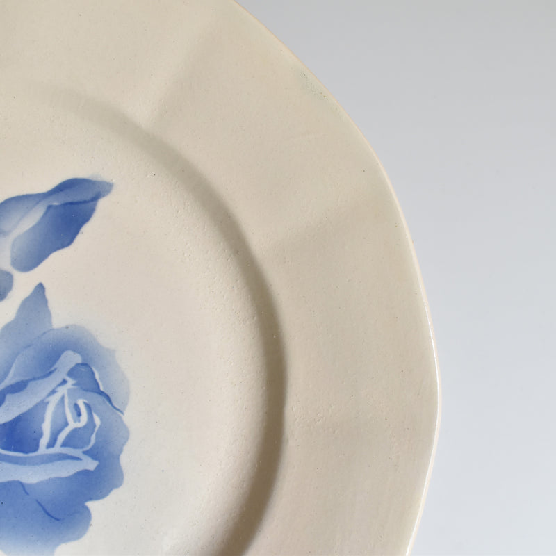 Vintage Plate Digoin & Sarreguemines Roses Bleues (Blue Roses) E