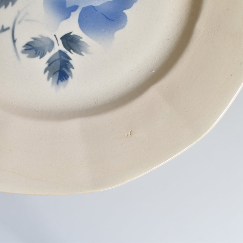 Vintage Plate Digoin & Sarreguemines Roses Bleues (Blue Roses) E