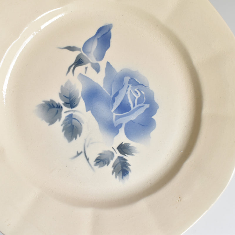 Vintage Plate Digoin & Sarreguemines Roses Bleues (Blue Roses) E
