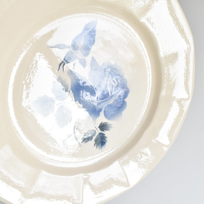 Vintage Plate Digoin & Sarreguemines Roses Bleues (Blue Roses) E