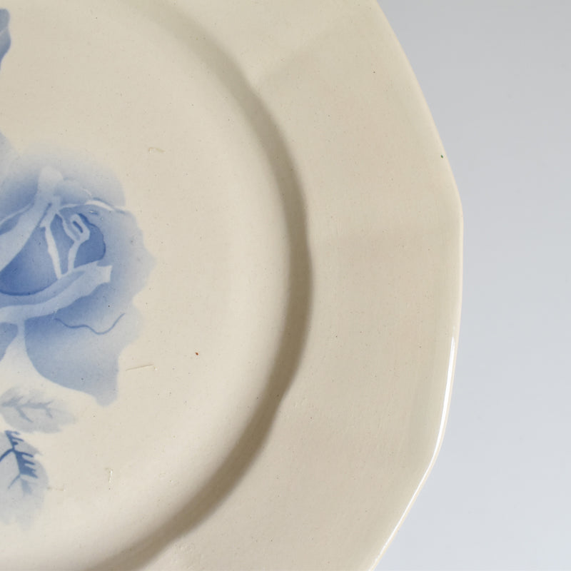 Vintage Plate Digoin & Sarreguemines Roses Bleues (Blue Roses) F