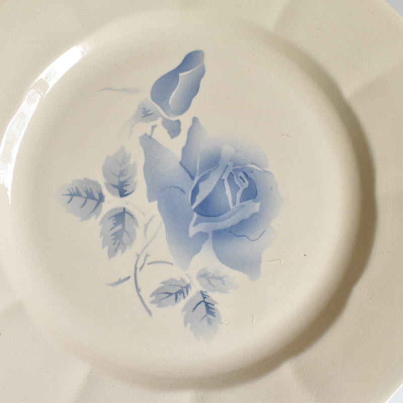 Vintage Plate Digoin & Sarreguemines Roses Bleues (Blue Roses) F
