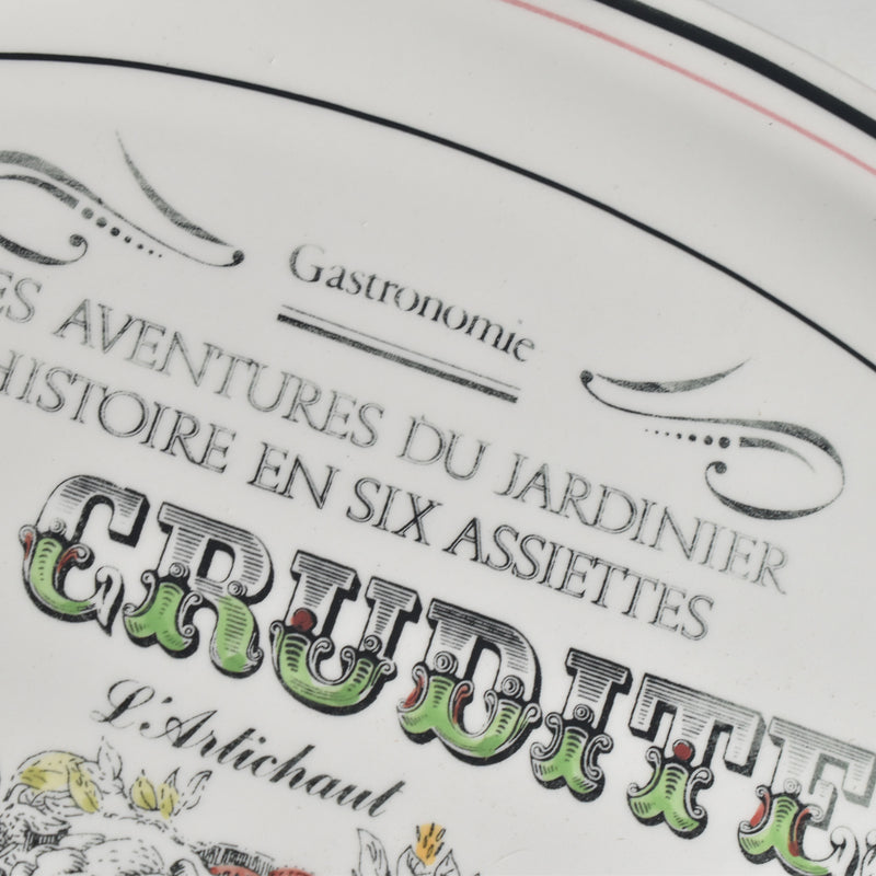 Vintage Oval Plate, Gien, Les Crudités (raw vegetables), Les Artichauts (artichokes)