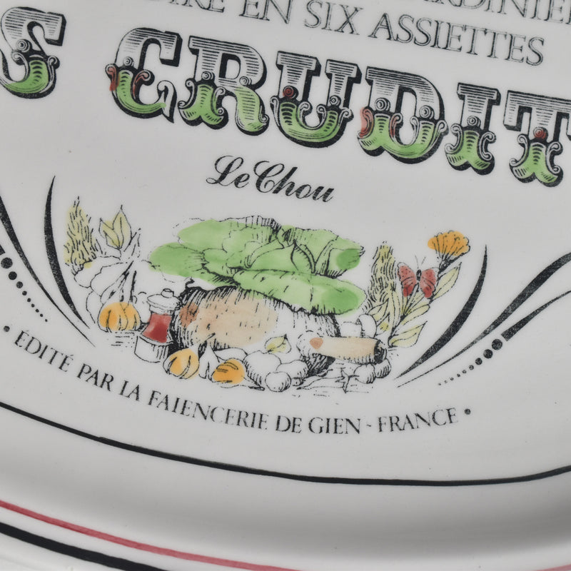 Vintage Oval Plate Gien Les crudités (raw vegetables) Le chou (cabbage)