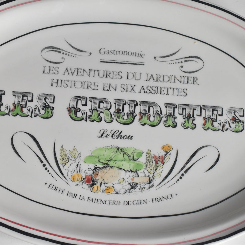 Vintage Oval Plate Gien Les crudités (raw vegetables) Le chou (cabbage)