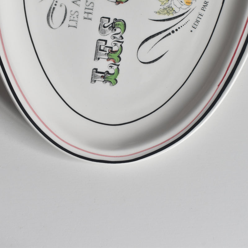 Vintage Oval Plate Gien Les crudités (raw vegetables) Le chou (cabbage)