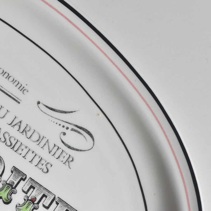 Vintage Oval Plate Gien Les crudités (raw vegetables) Le chou (cabbage)