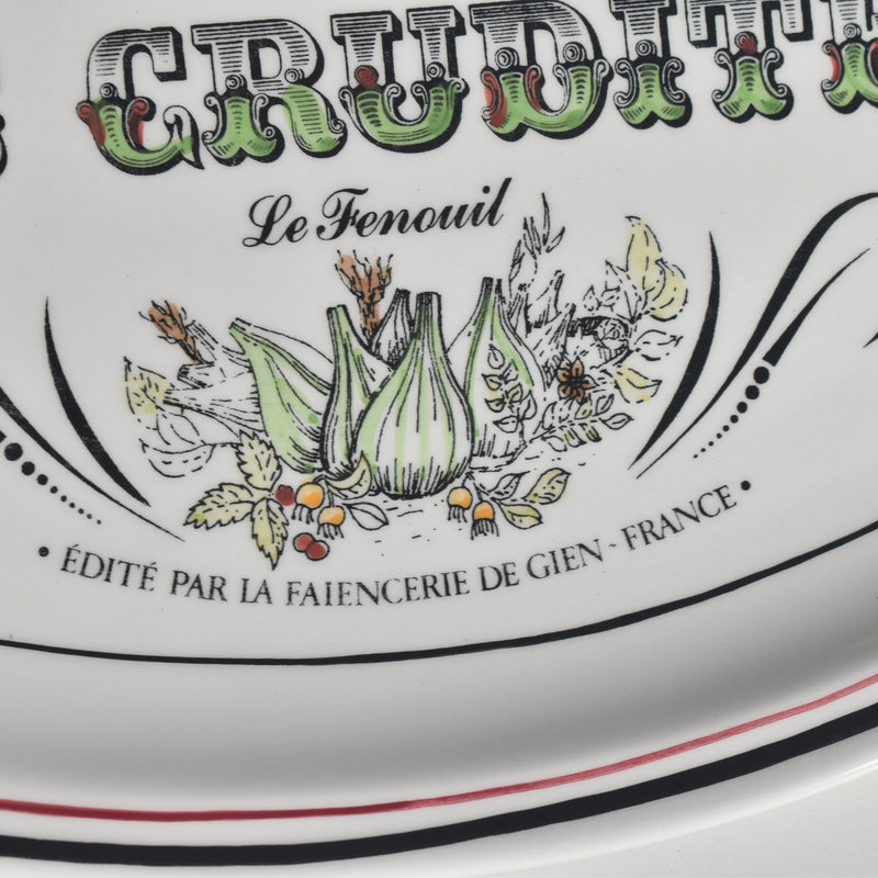 Vintage Oval Plate Gien Les crudités (raw vegetables) Le fenouil (fennel)