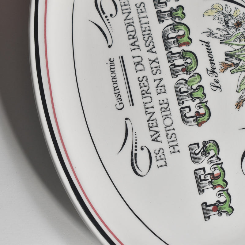 Vintage Oval Plate Gien Les crudités (raw vegetables) Le fenouil (fennel)