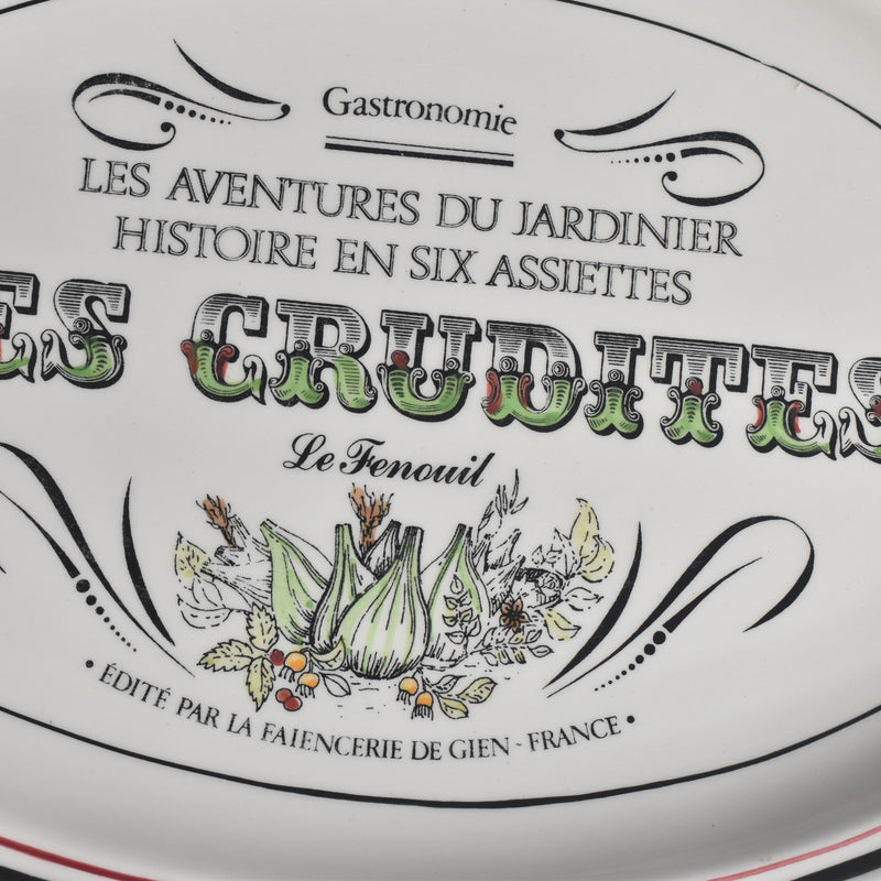 Vintage Oval Plate Gien Les crudités (raw vegetables) Le fenouil (fennel)