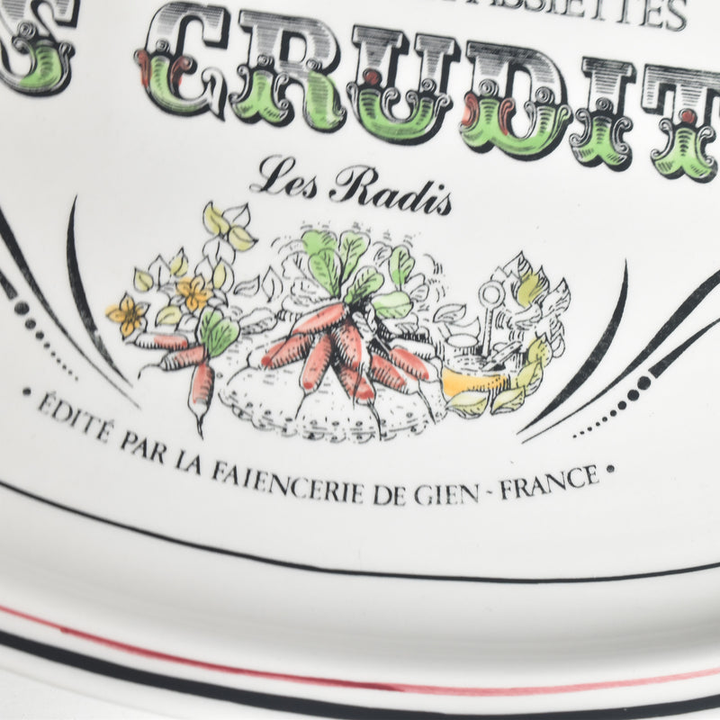 Vintage Oval Plate Gien Les crudités (Raw vegetables) Les radis (Radishes)