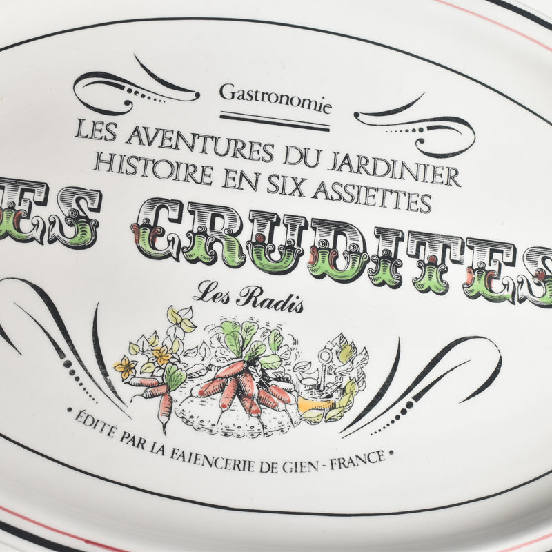 Vintage Oval Plate Gien Les crudités (Raw vegetables) Les radis (Radishes)