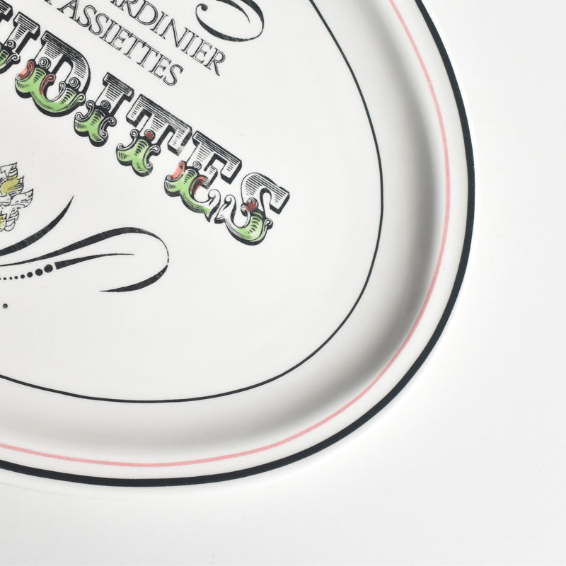 Vintage Oval Plate Gien Les crudités (Raw vegetables) Les radis (Radishes)