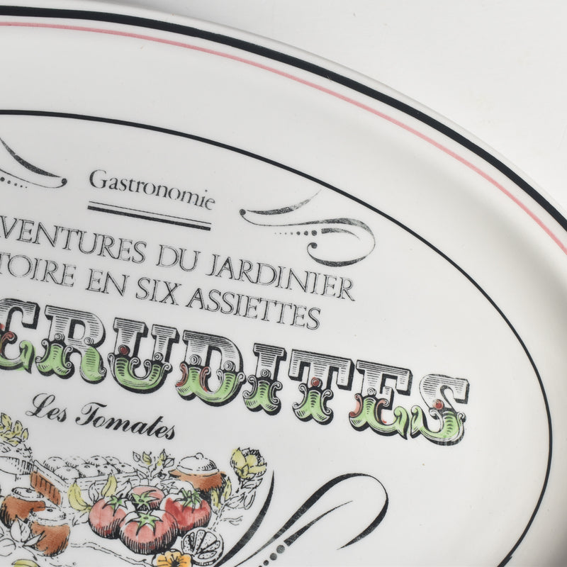 Vintage Oval Plate Gien Les crudités (Raw vegetables) Les tomates (Tomatoes)