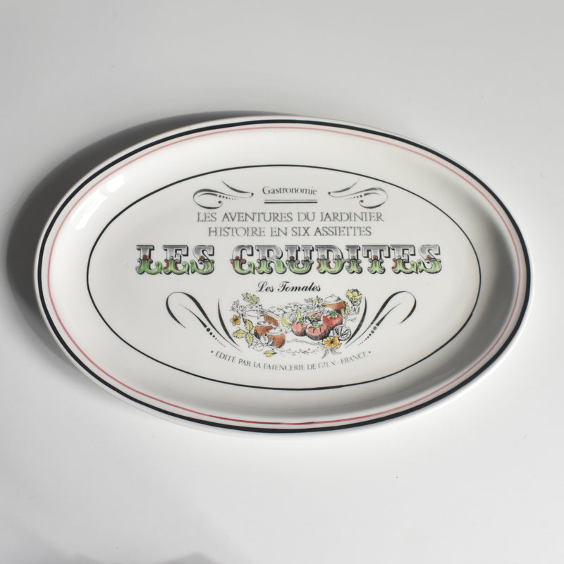 Vintage Oval Plate Gien Les crudités (Raw vegetables) Les tomates (Tomatoes)