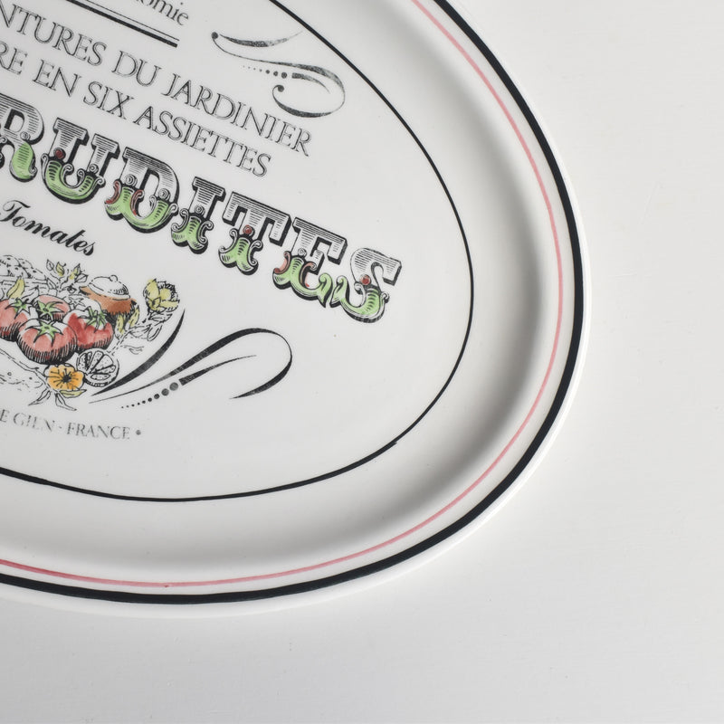 Vintage Oval Plate Gien Les crudités (Raw vegetables) Les tomates (Tomatoes)