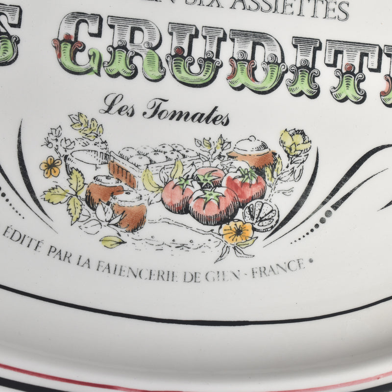 Vintage Oval Plate Gien Les crudités (Raw vegetables) Les tomates (Tomatoes)