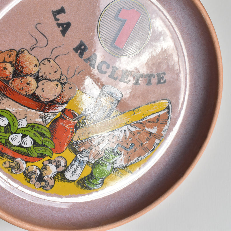 Vintage Plate Gien La Raclette Pink ①
