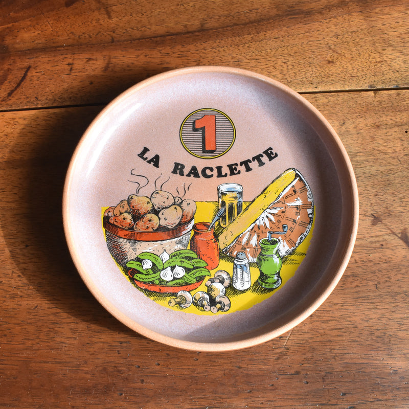 Vintage Plate Gien La Raclette Pink ①