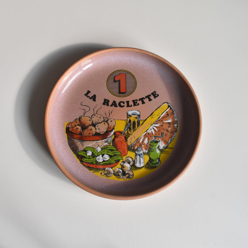Vintage Plate Gien La Raclette Pink ①