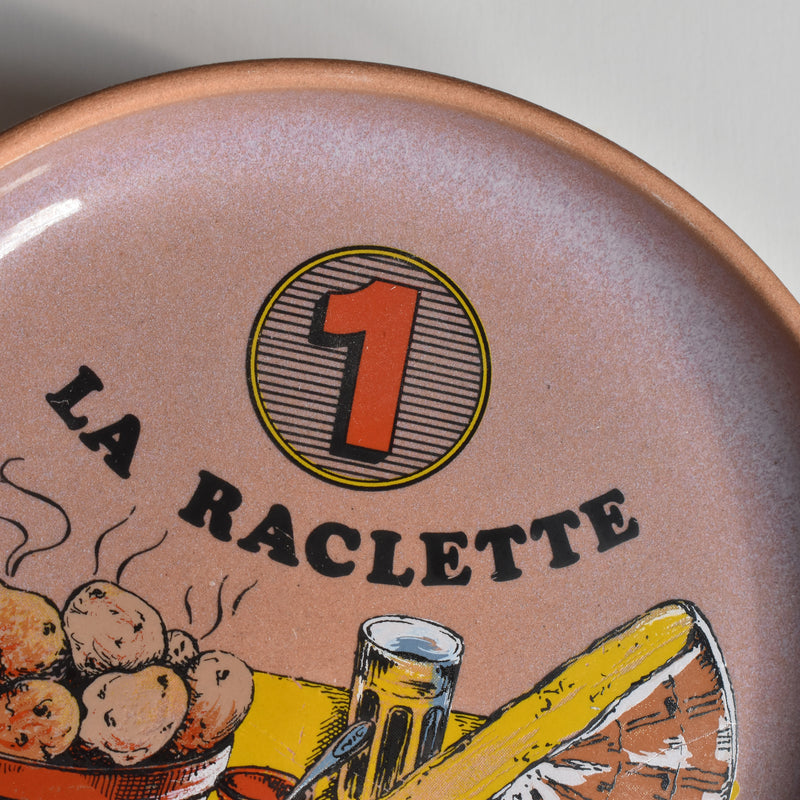 Vintage Plate Gien La Raclette Pink ①