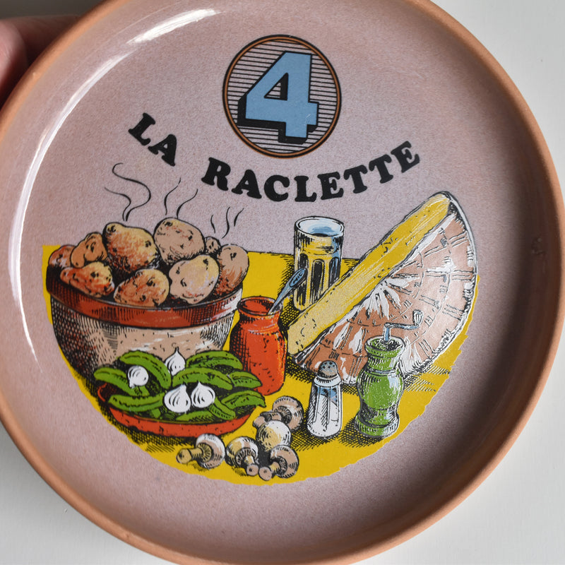 Vintage Plate Gien La Raclette Pink ④