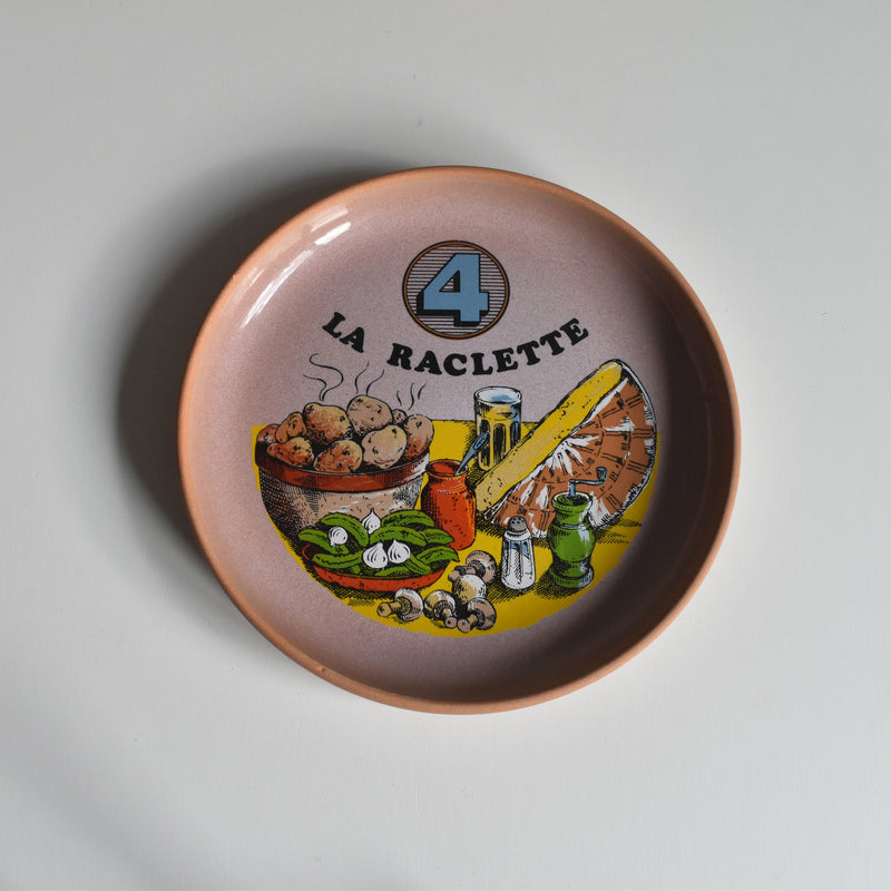 Vintage Plate Gien La Raclette Pink ④