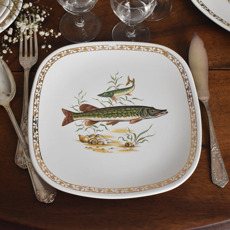 ヴィンテージプレート ロンシャン Poisson Brochet (カワマス）