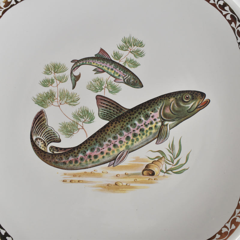 Vintage Plate Longchamp Poisson Truite Arc-en-ciel (Rainbow Trout)