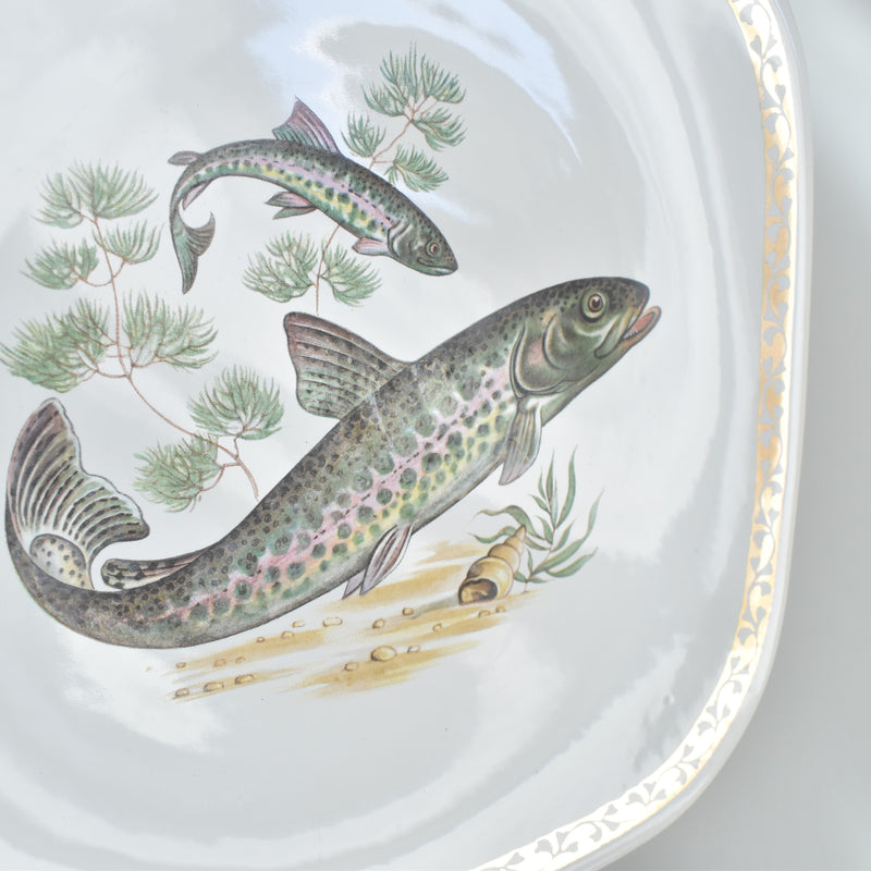 Vintage Plate Longchamp Poisson Truite Arc-en-ciel (Rainbow Trout)