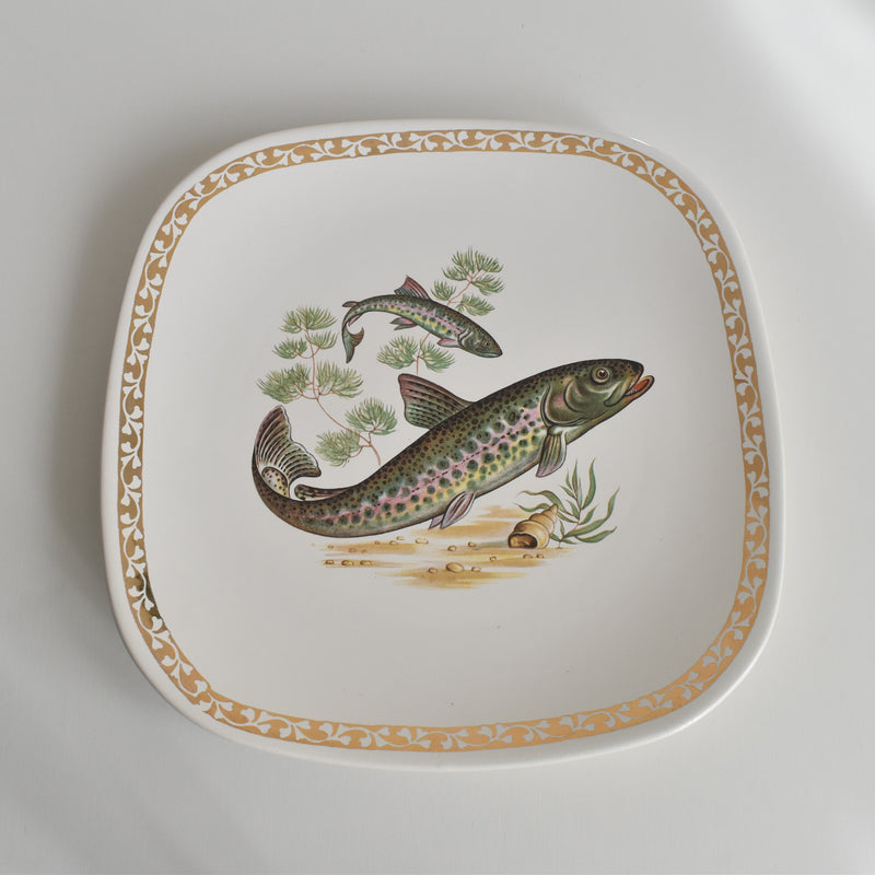Vintage Plate Longchamp Poisson Truite Arc-en-ciel (Rainbow Trout)