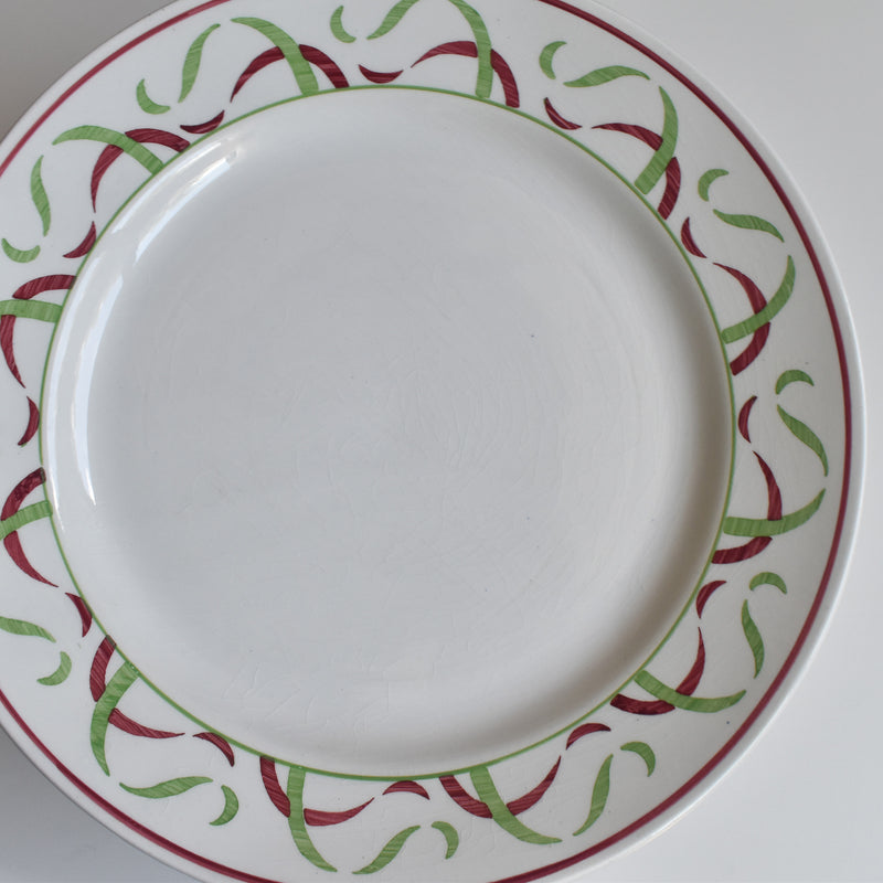 Vintage Plate K&G Luneville Green & Red B