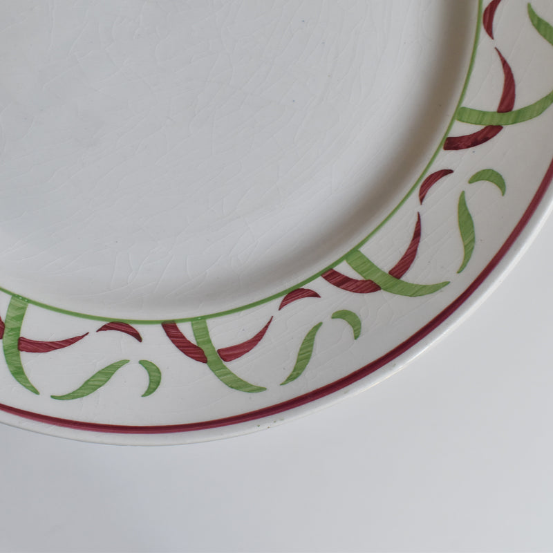 Vintage Plate K&G Luneville Green & Red B