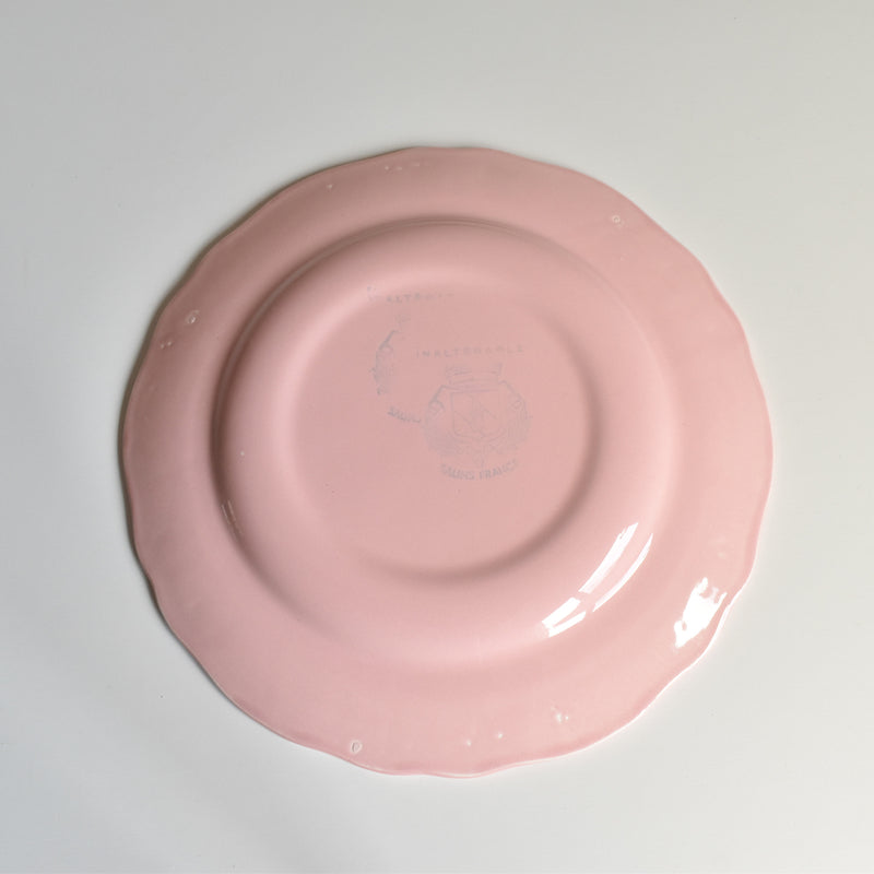Vintage Plate, Sarreguemines, Rose Rim, Pink A