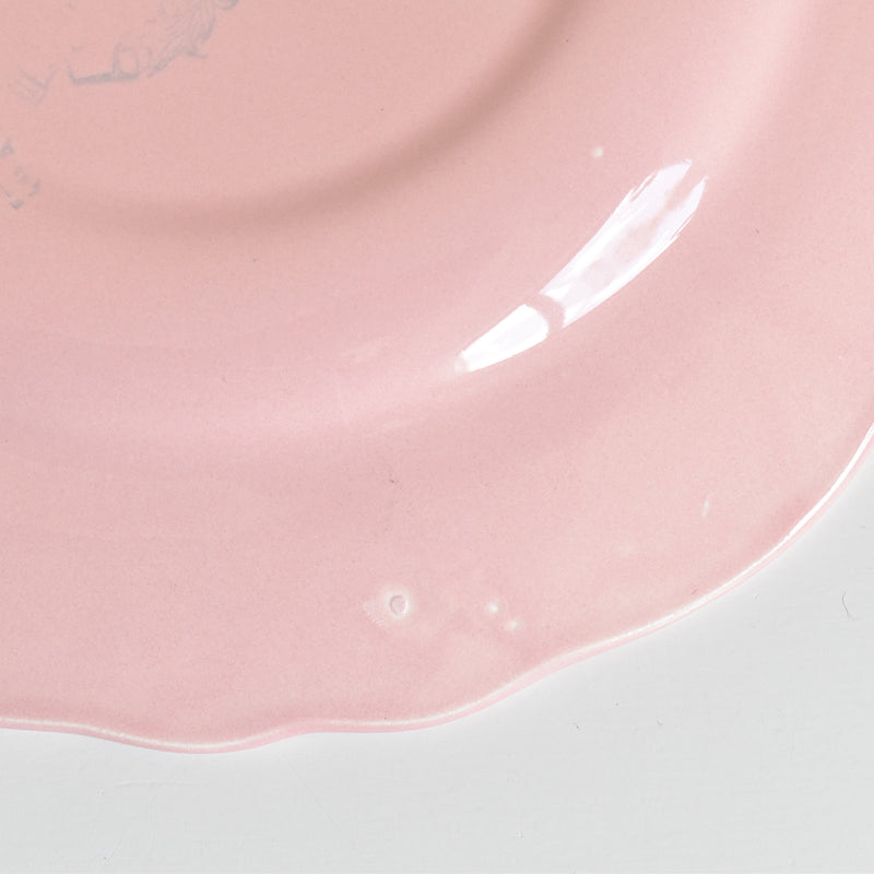 Vintage Plate, Sarreguemines, Rose Rim, Pink A