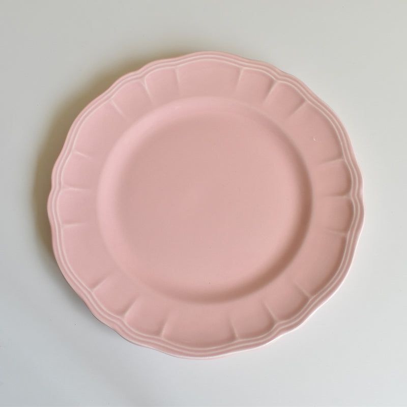 Vintage Plate Sarreguemines Scalloped Pink D