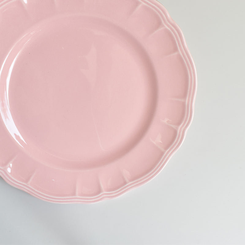 Vintage Plate Sarreguemines Scalloped Pink D