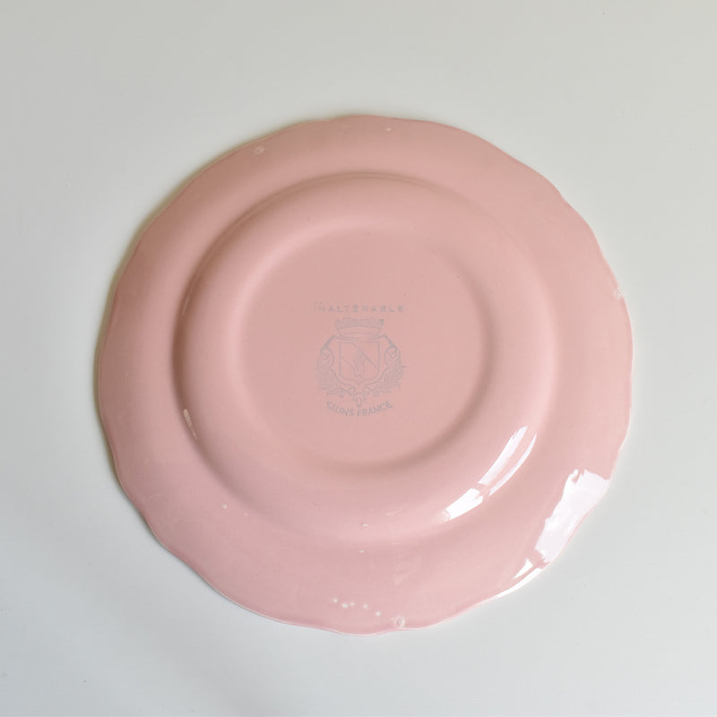 Vintage Plate Sarreguemines Scalloped Pink D
