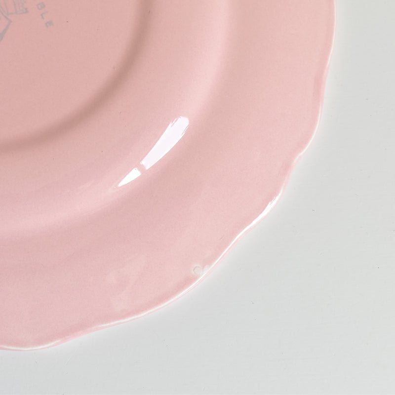Vintage Plate Sarreguemines Scalloped Pink D