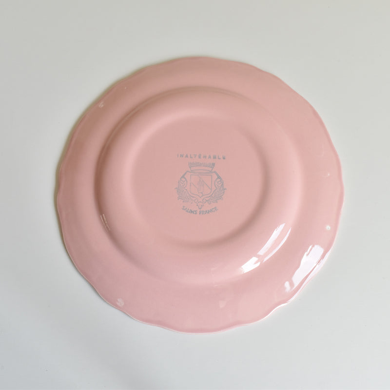 Vintage Plate Sarreguemines Scalloped Pink E