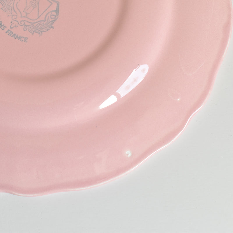 Vintage Plate Sarreguemines Scalloped Pink E