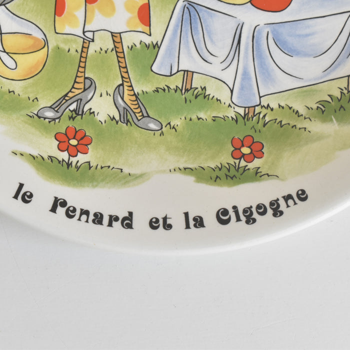 ヴィンテージデザートプレート サルグミンヌ ラ・フォンテーヌの寓話詩 （キツネとコウノトリ）