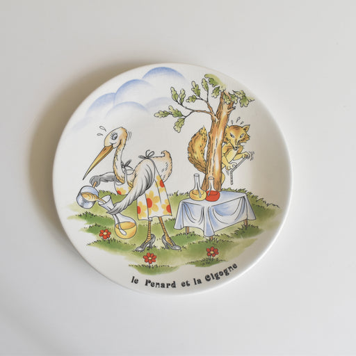 ヴィンテージデザートプレート サルグミンヌ ラ・フォンテーヌの寓話詩 （キツネとコウノトリ）