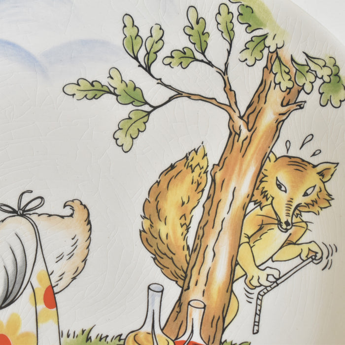 ヴィンテージデザートプレート サルグミンヌ ラ・フォンテーヌの寓話詩 （キツネとコウノトリ）