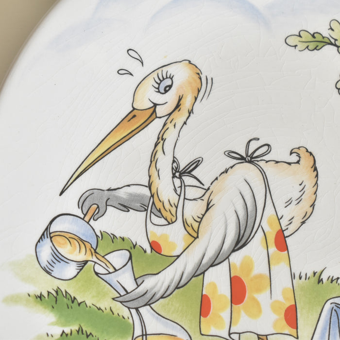 ヴィンテージデザートプレート サルグミンヌ ラ・フォンテーヌの寓話詩 （キツネとコウノトリ）