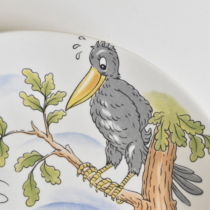 ヴィンテージデザートプレート サルグミンヌ ラ・フォンテーヌの寓話詩 （カラスとキツネ）