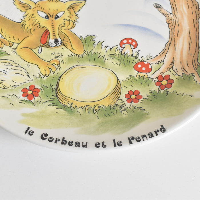 ヴィンテージデザートプレート サルグミンヌ ラ・フォンテーヌの寓話詩 （カラスとキツネ）
